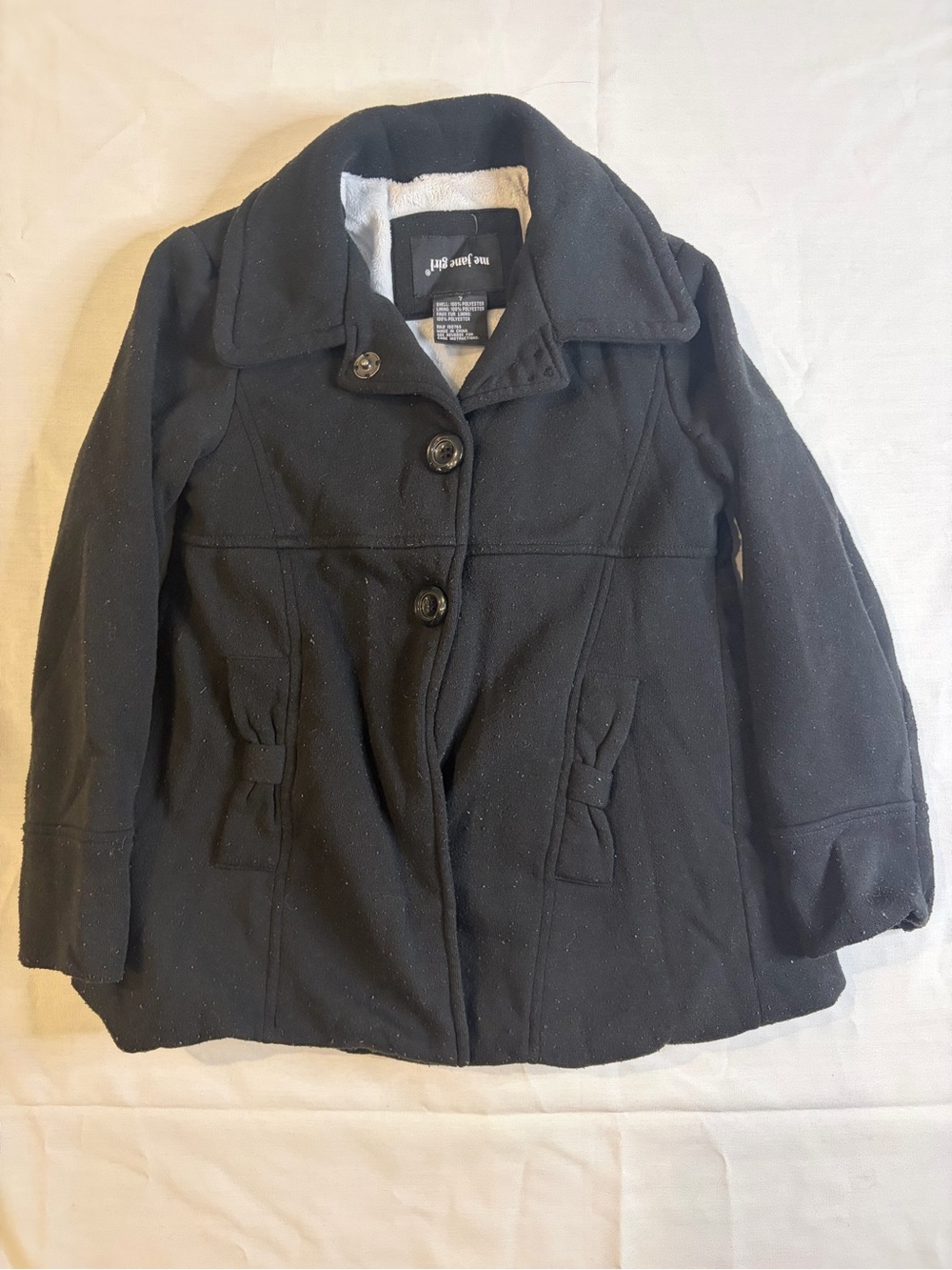Me Jane Black Girls' Pea Coat Jacket